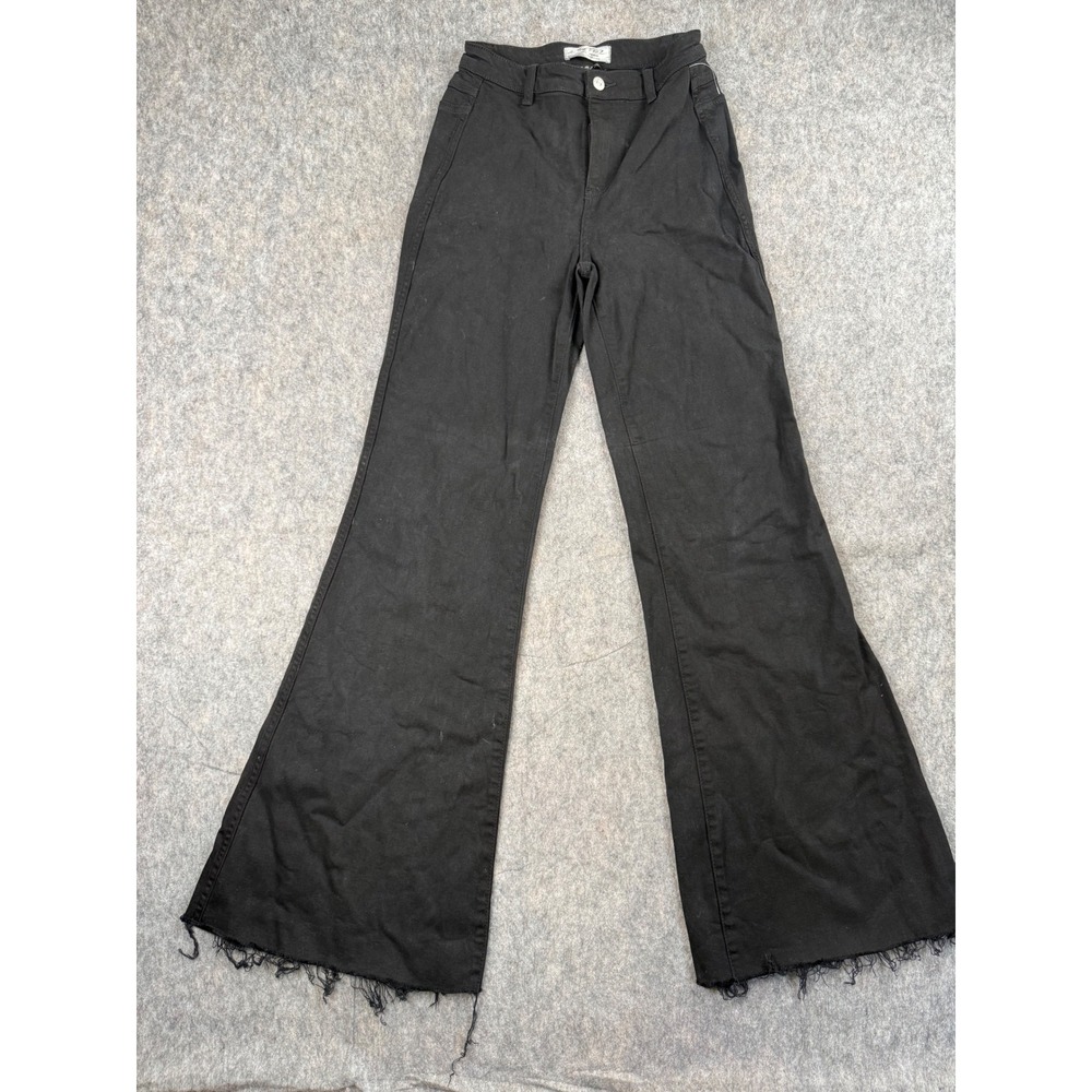 Free People We The Free CRVY Flare Jeans Womens 27 Black Denim Boho Raw Hem Y2K